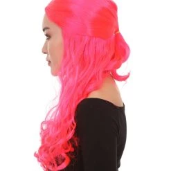 HPO Women Long Curly Deep Pink Wig | Premium Breathable Capless Cap 11 HPO Women Long Curly Deep Pink Wig | Premium Breathable Capless Cap