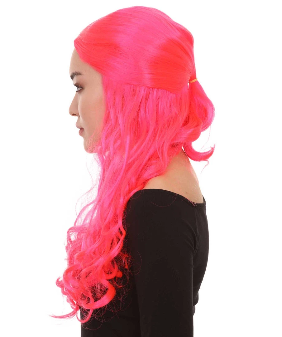 HPO Women Long Curly Deep Pink Wig | Premium Breathable Capless Cap 3 HPO Women Long Curly Deep Pink Wig | Premium Breathable Capless Cap