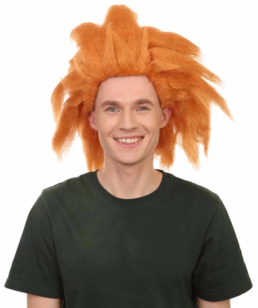 Adult Men's 18" Inch Long Halloween Cosplay Spiked Monster Fighter Costume Orange Wig, Synthetic Soft Fiber Hair, Perfect For Your Next Video Game Anime Convention | HPO 1 Adult Men's 18" Inch Long Halloween Cosplay Spiked Monster Fighter Costume Orange Wig, Synthetic Soft Fiber Hair, Perfect For Your Next Video Game Anime Convention | HPO