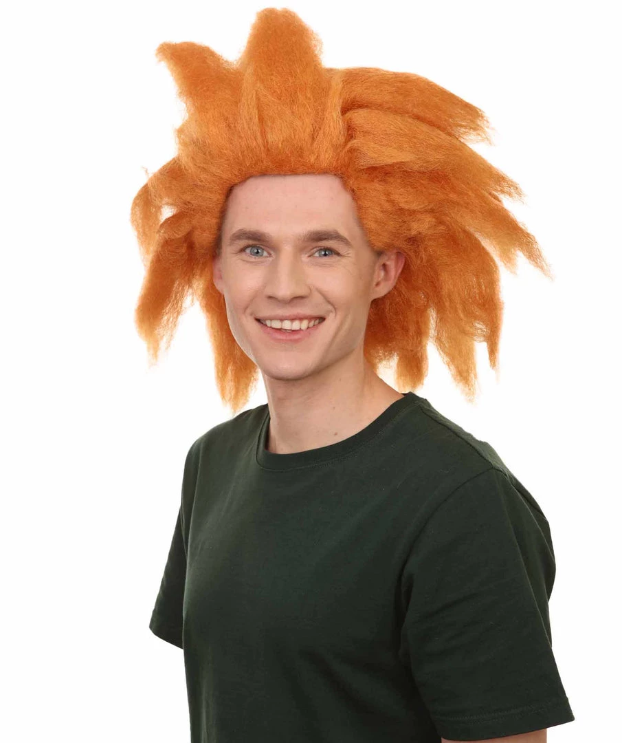 Adult Men's 18" Inch Long Halloween Cosplay Spiked Monster Fighter Costume Orange Wig, Synthetic Soft Fiber Hair, Perfect For Your Next Video Game Anime Convention | HPO 2 Adult Men's 18" Inch Long Halloween Cosplay Spiked Monster Fighter Costume Orange Wig, Synthetic Soft Fiber Hair, Perfect For Your Next Video Game Anime Convention | HPO