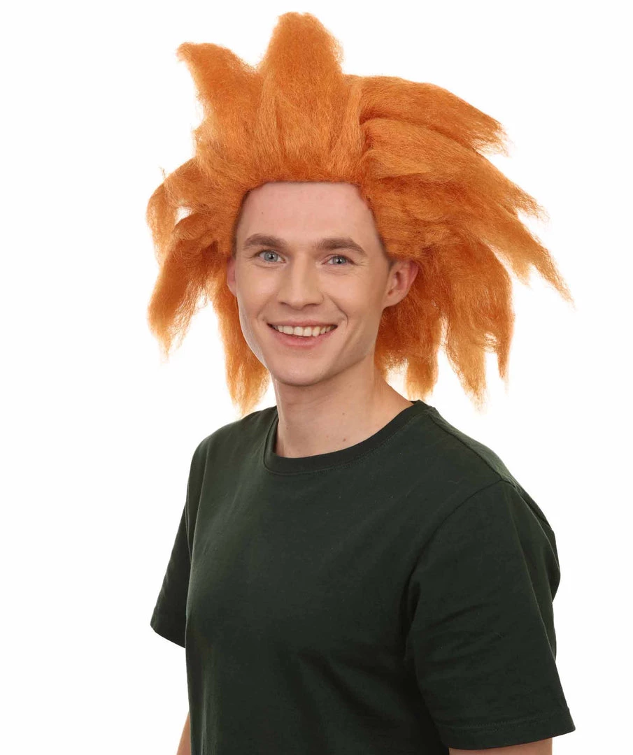 Adult Men's 18" Inch Long Halloween Cosplay Spiked Monster Fighter Costume Orange Wig, Synthetic Soft Fiber Hair, Perfect For Your Next Video Game Anime Convention | HPO 3 Adult Men's 18" Inch Long Halloween Cosplay Spiked Monster Fighter Costume Orange Wig, Synthetic Soft Fiber Hair, Perfect For Your Next Video Game Anime Convention | HPO