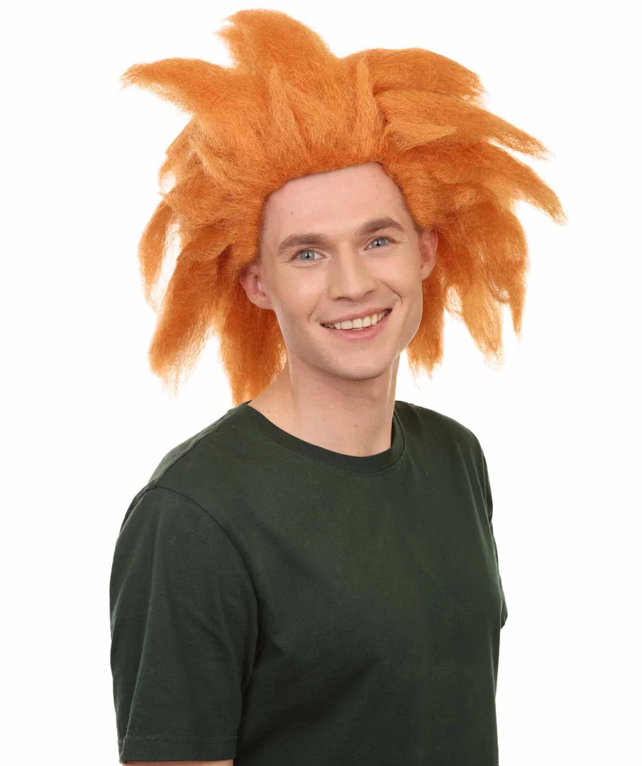 Adult Men's 18" Inch Long Halloween Cosplay Spiked Monster Fighter Costume Orange Wig, Synthetic Soft Fiber Hair, Perfect For Your Next Video Game Anime Convention | HPO 7 Adult Men's 18" Inch Long Halloween Cosplay Spiked Monster Fighter Costume Orange Wig, Synthetic Soft Fiber Hair, Perfect For Your Next Video Game Anime Convention | HPO