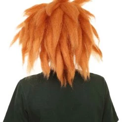 Adult Men's 18" Inch Long Halloween Cosplay Spiked Monster Fighter Costume Orange Wig, Synthetic Soft Fiber Hair, Perfect For Your Next Video Game Anime Convention | HPO 12 Adult Men's 18