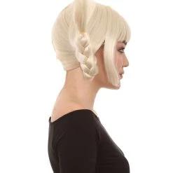HPO Women Wig For Cosplay | Blonde Braided Character Cosplay Halloween Wig | Premium Breathable Capless Cap Men's