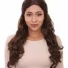 HPO Adults Women's Long Wavy Wigs | Dark Brown Coaplay Wigs | Premium Breathable Capless Cap