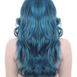 HPO Womens Glamorous Long Blue Style Wig | Stage/Event Fancy Halloween Wig | Premium Breathable Capless Cap Men's