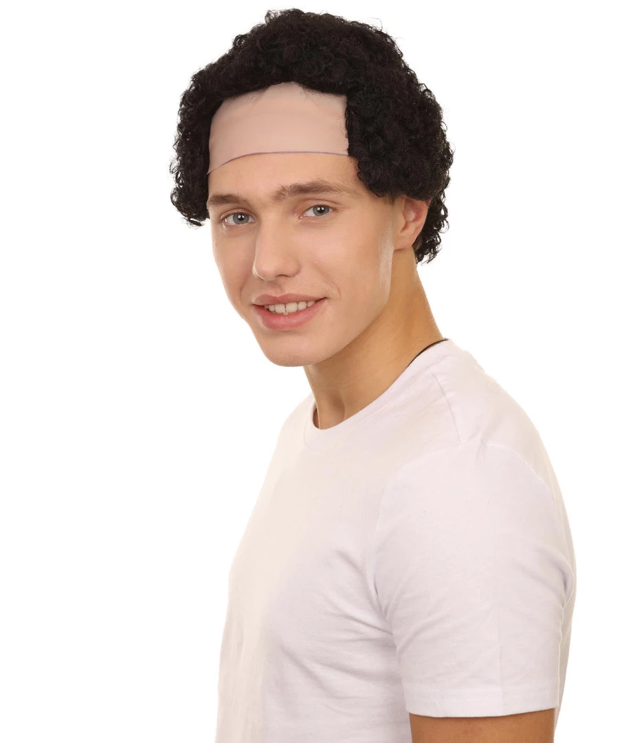HPO Curly Bald Mens Wig | Cosplay Halloween Wig | Premium Breathable Capless Cap Men's 1 HPO Curly Bald Mens Wig | Cosplay Halloween Wig | Premium Breathable Capless Cap Men's