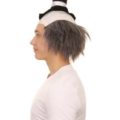 HPO Men's Horror Clown Mens Wig With Hat | Grey Ghost Wig