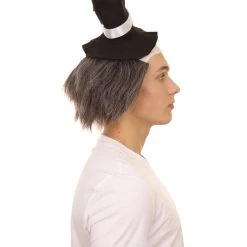 HPO Men's Horror Clown Mens Wig With Hat | Grey Ghost Wig 12 HPO Men's Horror Clown Mens Wig With Hat | Grey Ghost Wig
