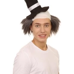 HPO Men's Horror Clown Mens Wig With Hat | Grey Ghost Wig 13 HPO Men's Horror Clown Mens Wig With Hat | Grey Ghost Wig