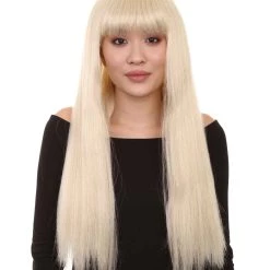 HPO Long Straight Cosplay Black Womens Wig | Horror Ghostly Halloween Wig | Premium Breathable Capless Cap Women's