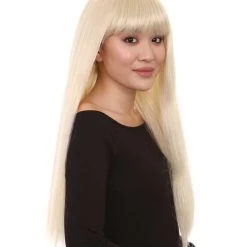 HPO Long Straight Cosplay Black Womens Wig | Horror Ghostly Halloween Wig | Premium Breathable Capless Cap Women's
