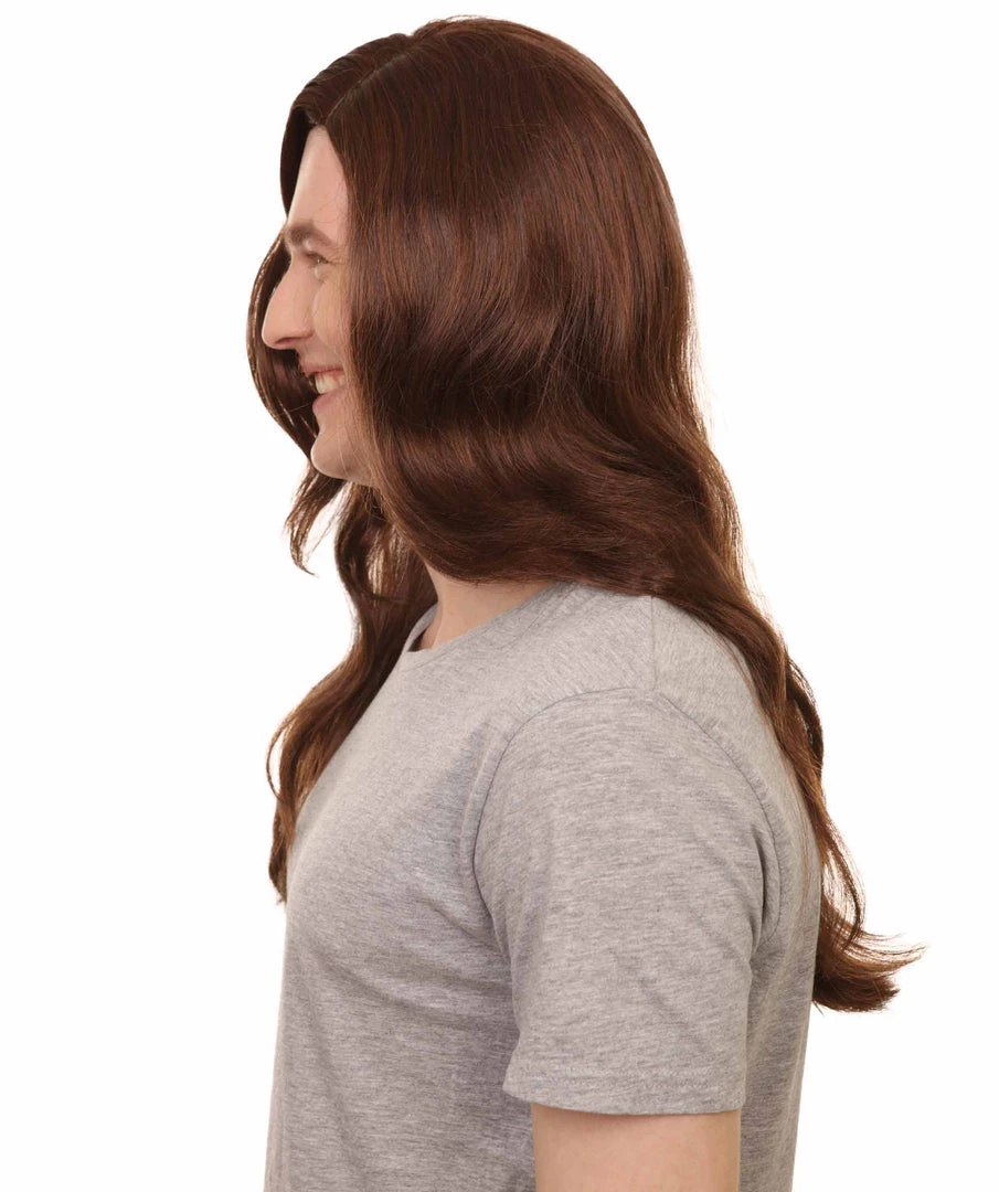 HPO 80's Rocker Mens Wig | Historical Brown Cosplay Halloween Wig | Premium Breathable Capless Cap Men's 3 HPO 80's Rocker Mens Wig | Historical Brown Cosplay Halloween Wig | Premium Breathable Capless Cap Men's