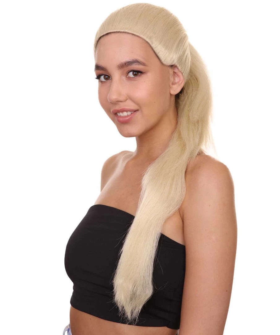 HPO Snger Womens Wig | Blond Pop Star One Side Ponytail Celebrity Wig | Premium Breathable Capless Cap 16 HPO Snger Womens Wig | Blond Pop Star One Side Ponytail Celebrity Wig | Premium Breathable Capless Cap