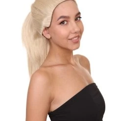 HPO Snger Womens Wig | Blond Pop Star One Side Ponytail Celebrity Wig | Premium Breathable Capless Cap 42 HPO Snger Womens Wig | Blond Pop Star One Side Ponytail Celebrity Wig | Premium Breathable Capless Cap