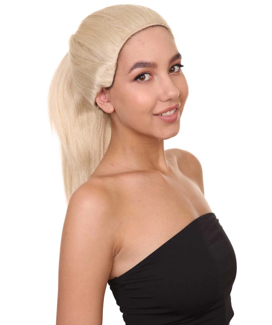 HPO Snger Womens Wig | Blond Pop Star One Side Ponytail Celebrity Wig | Premium Breathable Capless Cap 20 HPO Snger Womens Wig | Blond Pop Star One Side Ponytail Celebrity Wig | Premium Breathable Capless Cap