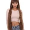 HPO Women Extra Long Straight Cosplay Brown Wig | Premium Breathable Capless Cap