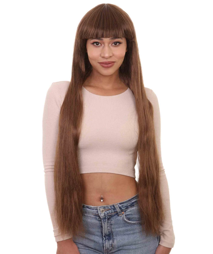 HPO Women Extra Long Straight Cosplay Brown Wig | Premium Breathable Capless Cap 1 HPO Women Extra Long Straight Cosplay Brown Wig | Premium Breathable Capless Cap