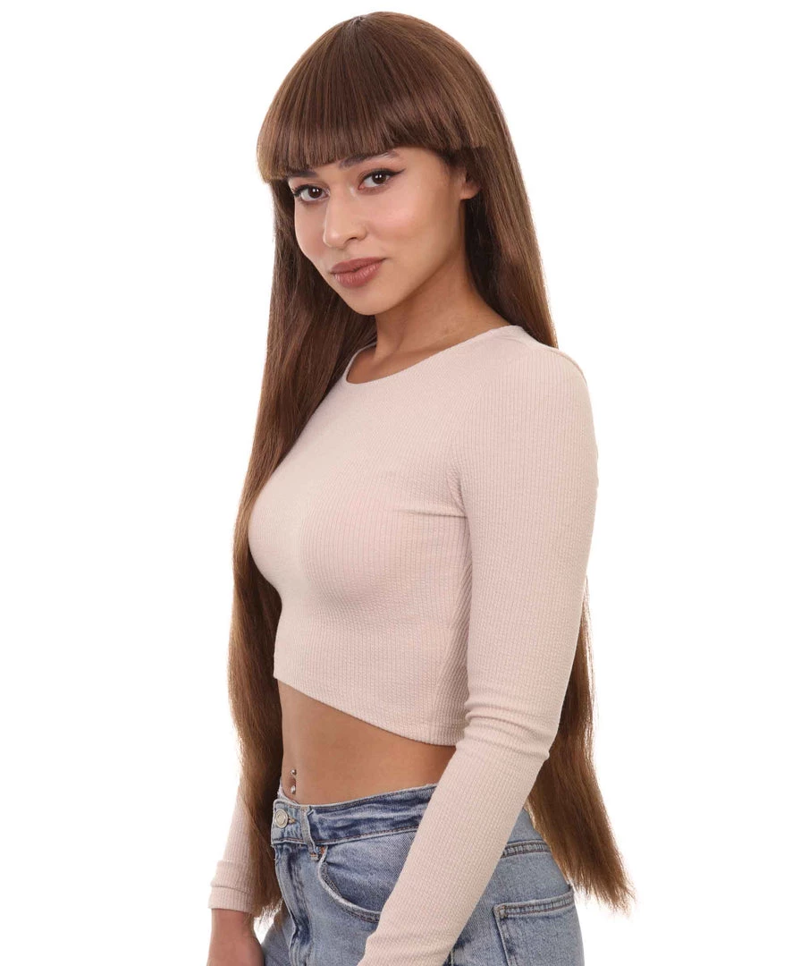 HPO Women Extra Long Straight Cosplay Brown Wig | Premium Breathable Capless Cap 2 HPO Women Extra Long Straight Cosplay Brown Wig | Premium Breathable Capless Cap