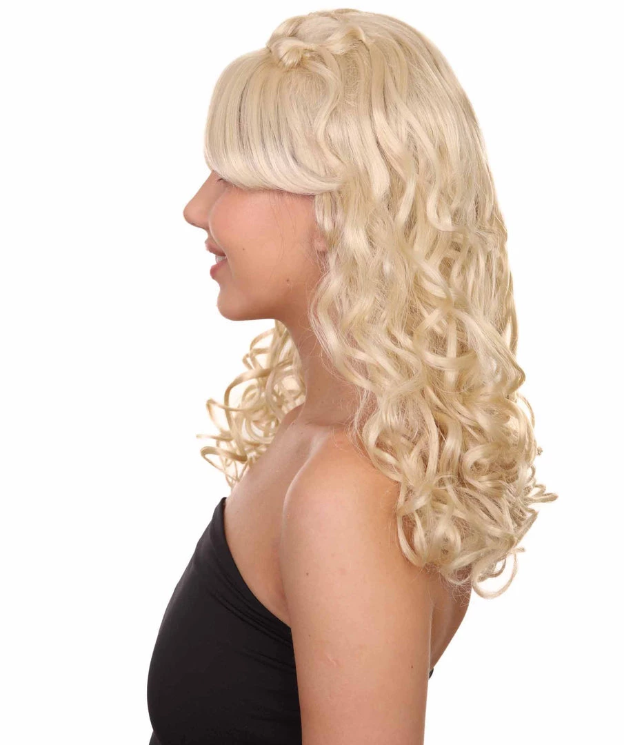 HPO Womens Blonde Princess Wig | Long Curly Glamour Royal Cosplay Halloween Wig | Premium Breathable Capless Cap 3 HPO Womens Blonde Princess Wig | Long Curly Glamour Royal Cosplay Halloween Wig | Premium Breathable Capless Cap