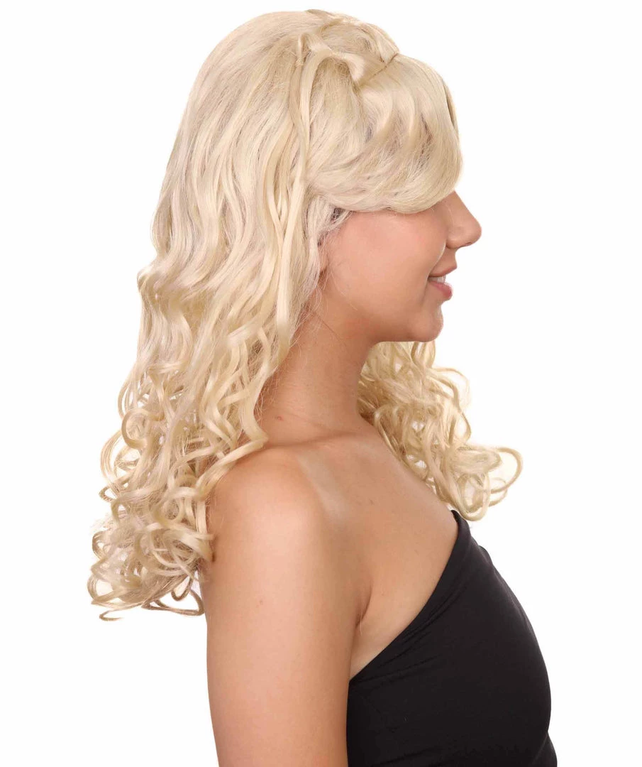 HPO Womens Blonde Princess Wig | Long Curly Glamour Royal Cosplay Halloween Wig | Premium Breathable Capless Cap 5 HPO Womens Blonde Princess Wig | Long Curly Glamour Royal Cosplay Halloween Wig | Premium Breathable Capless Cap