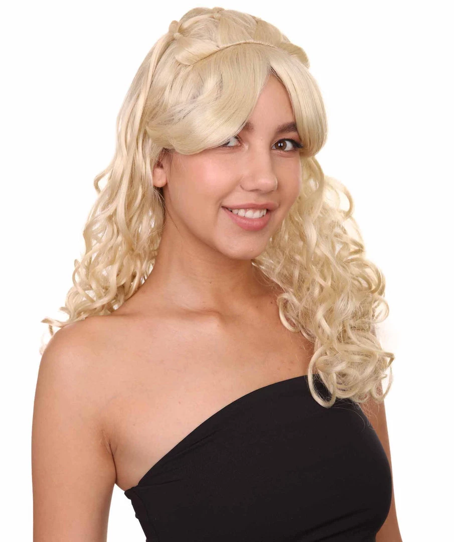 HPO Womens Blonde Princess Wig | Long Curly Glamour Royal Cosplay Halloween Wig | Premium Breathable Capless Cap 6 HPO Womens Blonde Princess Wig | Long Curly Glamour Royal Cosplay Halloween Wig | Premium Breathable Capless Cap
