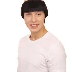 HPO Men's Monk Mens Wig | Black Hair With Cap