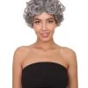 HPO Womens Old Grandma Wig | Character Play Cosplay Halloween Wig | Premium Breathable Capless Cap