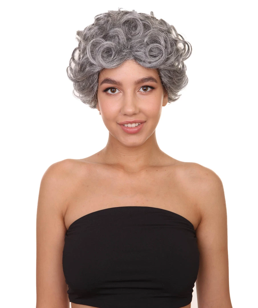 HPO Womens Old Grandma Wig | Character Play Cosplay Halloween Wig | Premium Breathable Capless Cap 1 HPO Womens Old Grandma Wig | Character Play Cosplay Halloween Wig | Premium Breathable Capless Cap