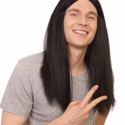 HPO Men's Sword Womens Wig | Black Long Wig | Premium Breathable Capless Cap