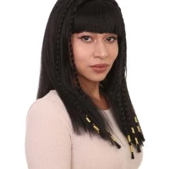HPO Playful Brunette Adult Womens Wig | Black Long Cosplay Halloween Wig | Premium Breathable Capless Cap