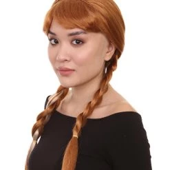 HPO Princess Women Wig | Ginger Long Braided Character Cosplay Brown Wig | Premium Breathable Capless Cap Men's