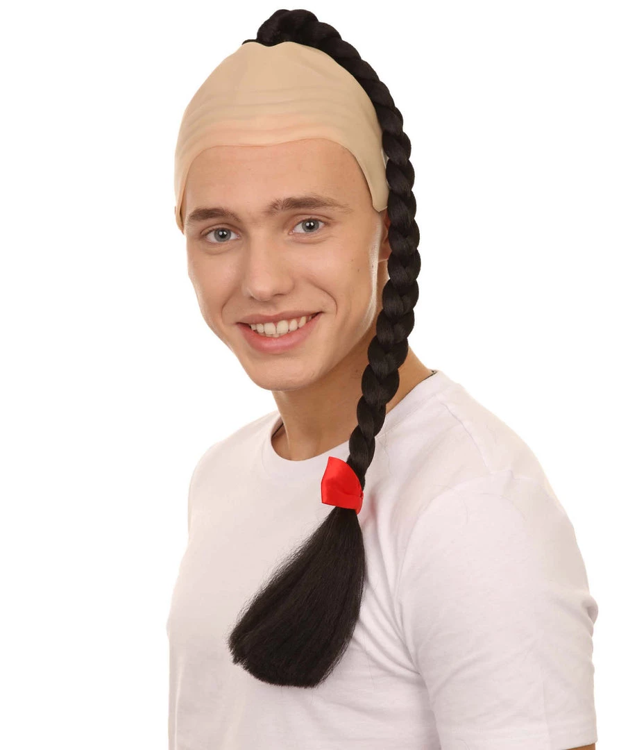HPO Men's Kung Fu Master Mens Wig | Black Braid With Wig 1 HPO Men's Kung Fu Master Mens Wig | Black Braid With Wig