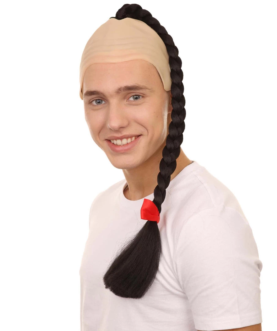 HPO Men's Kung Fu Master Mens Wig | Black Braid With Wig 3 HPO Men's Kung Fu Master Mens Wig | Black Braid With Wig