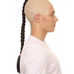 HPO Men's Kung Fu Master Mens Wig | Black Braid With Wig 14 HPO Men's Kung Fu Master Mens Wig | Black Braid With Wig