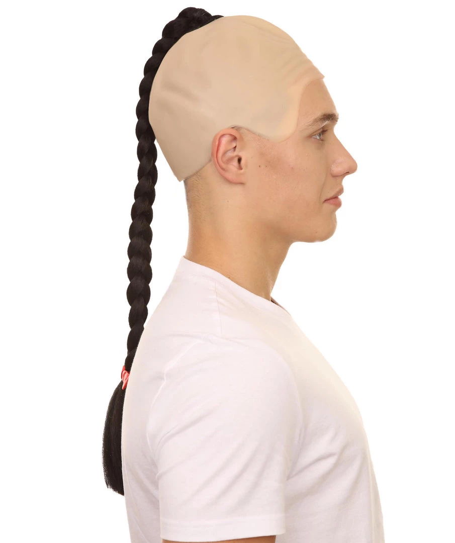 HPO Men's Kung Fu Master Mens Wig | Black Braid With Wig 6 HPO Men's Kung Fu Master Mens Wig | Black Braid With Wig