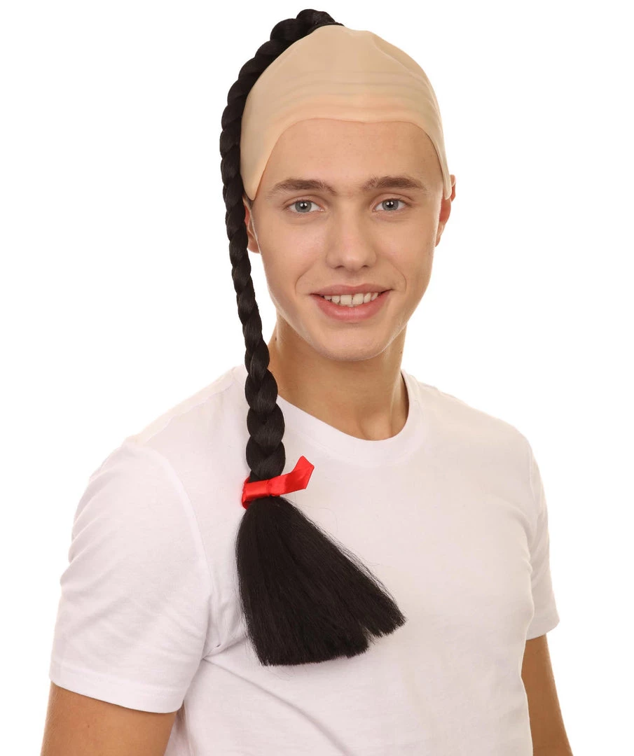 HPO Men's Kung Fu Master Mens Wig | Black Braid With Wig 7 HPO Men's Kung Fu Master Mens Wig | Black Braid With Wig