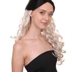 HPO Men's Long Wavy Womens Wig | Black/Grey Wig | Premium Breathable Capless Cap