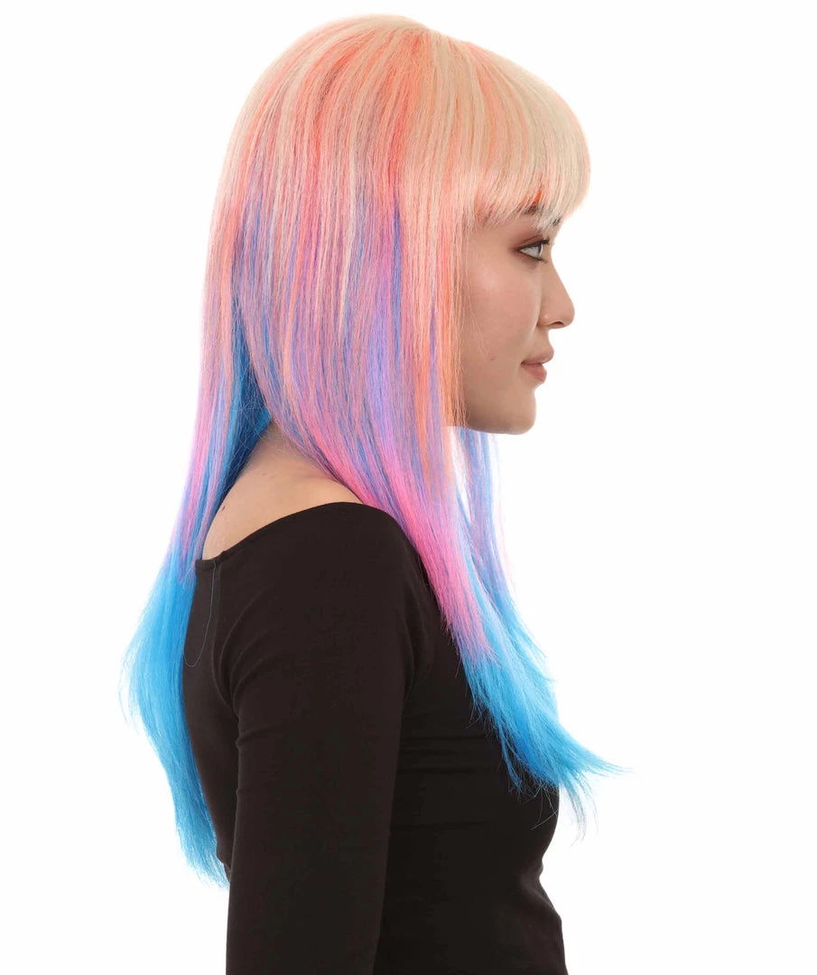 HPO Long Bob Multicolored Cosplay Womens Wig | Premium Breathable Capless Cap Women's 5 HPO Long Bob Multicolored Cosplay Womens Wig | Premium Breathable Capless Cap Women's