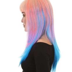 HPO Long Bob Multicolored Cosplay Womens Wig | Premium Breathable Capless Cap Women's 11 HPO Long Bob Multicolored Cosplay Womens Wig | Premium Breathable Capless Cap Women's
