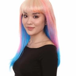 HPO Long Bob Multicolored Cosplay Womens Wig | Premium Breathable Capless Cap Women's