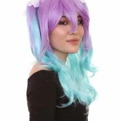 HPO Double Ponytail Womens Wig | Blue & Purple Wig | Premium Breathable Capless Cap