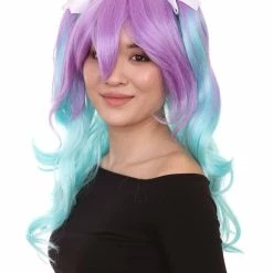 HPO Double Ponytail Womens Wig | Blue & Purple Wig | Premium Breathable Capless Cap
