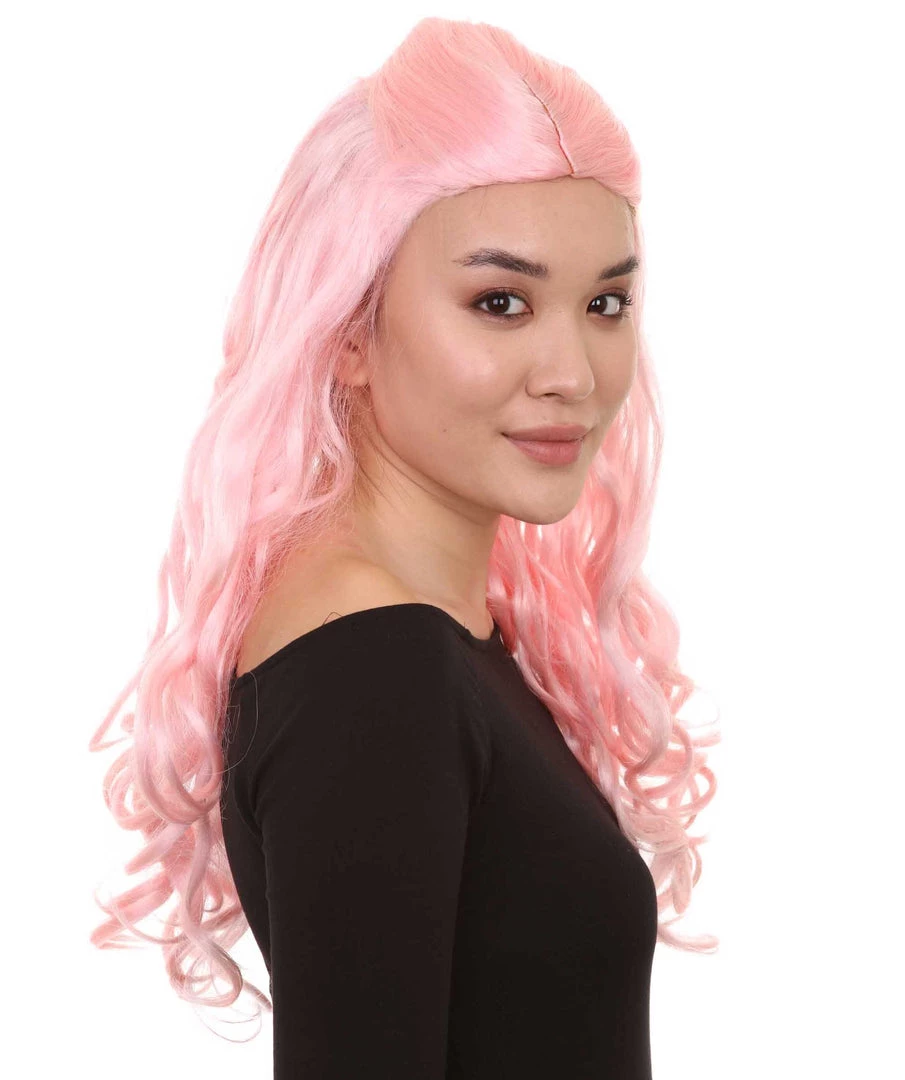 HPO Women's Pink Long Wavy Womens Wig | Premium Breathable Capless Cap 6 HPO Women's Pink Long Wavy Womens Wig | Premium Breathable Capless Cap