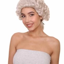 HPO 18th Century Colonial Woman Wig | White Historical Wigs | Premium Breathable Capless Cap
