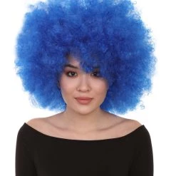 HPO Men's Bubble Lucy Womens Wig | Afro Jumbo Blue Cosplay Halloween Wig | Premium Breathable Capless Cap