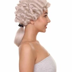 HPO 18th Century Colonial Woman Wig | White Historical Wigs | Premium Breathable Capless Cap