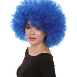 HPO Men's Bubble Lucy Womens Wig | Afro Jumbo Blue Cosplay Halloween Wig | Premium Breathable Capless Cap