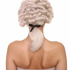 HPO 18th Century Colonial Woman Wig | White Historical Wigs | Premium Breathable Capless Cap
