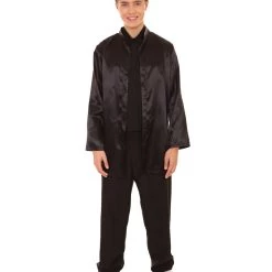 HPO Adult Men's Chinese Traditional Martial Arts Kung Fu Black Uniform Costume | Black Cosplay Costume